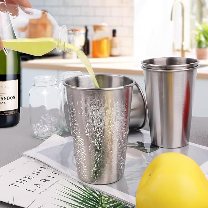 5 Pack Stainless Steel Cups, 17oz Metal Drinking Glasses, Suitable - Image 4