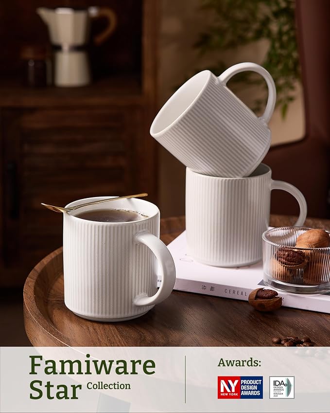 famiware Coffee Mug Set for 4, Star 16 oz Catering Mugs Cup Set - Image 3