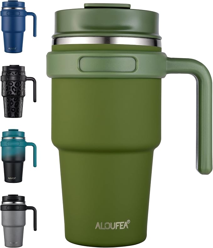 20 oz Insulated Travel Coffee Mug Tumbler by ALOUFEA