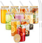 sungwoo 10PCS Glass Cups with Bamboo Lids and Straws, 16OZ Ice Coffee Cup by sungwoo