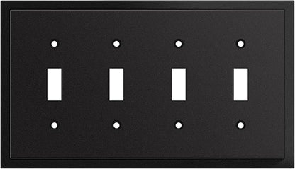 Henne Bery Modern Edge Decorative Wall Plate Switch Plate Outlet Cover, Durable Solid Zinc Alloy (Quad Toggle, Matte Black)