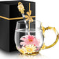 Women Glass Tea Coffee Pretty Cup Set Cute Mug You Are My Sunshine Sunflower by MNZZ