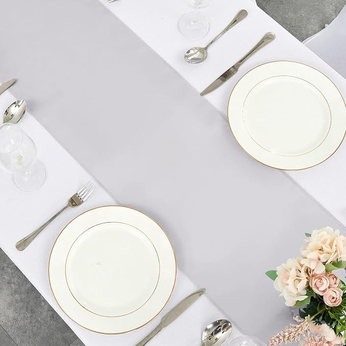 4-Pack Silver Satin Table Runner 12 x 108 Inch Long Bright and Smooth Silk - Image 4