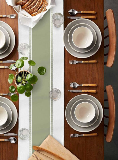 Sage Green Stripe Table Runners 90 inches Long, Linen Boho Table Runner - Image 2