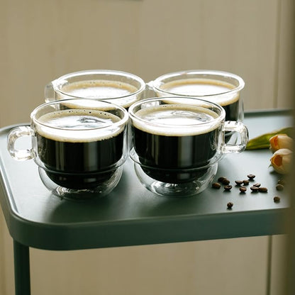 BTaT- Double Walled Stackable Glass Coffee Mugs, 12 oz, Glass Coffee Cups - Image 6