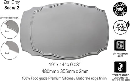 Rommy & Co. Premium Silicone Placemats, Set of 2 (Zen Gray)