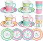 xo, Fetti 32 Tea Party 9oz Cups and Saucers Set | Garden Birthday Decor | Piece by xoFetti
