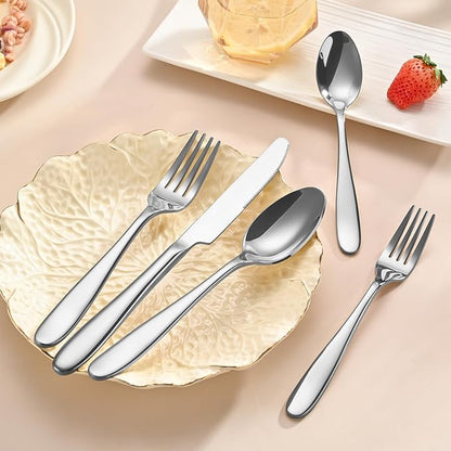 20-Piece Silverware Set, Flatware Set for 4, Food-Grade Stainless Steel Tableware Cutlery Set, Mirror Finished Utensil Sets for Home Restaurant, Forks Spoons and Knives Set, Dishwasher Safe