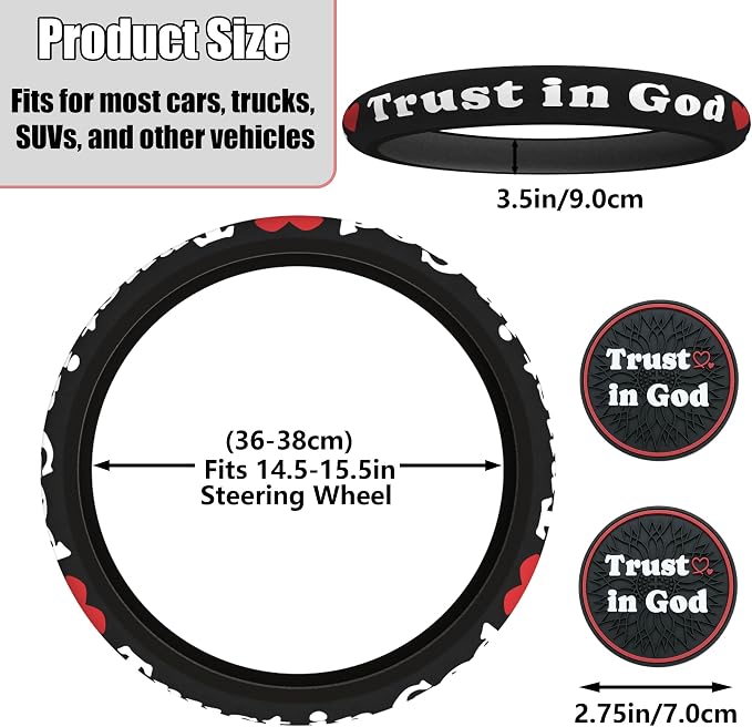 Christian Trust in God Steering Wheel Cover - Image 2
