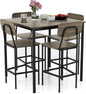 Giantex 5-Piece Dining Table Set W/Counter Height Table & 4 Bar Stools, Modern Kitchen Dining Set W/Footrest & Backrest, Space-Saving Dinette Set for Pub, Dining Room, Restaurant (Black Oak)
