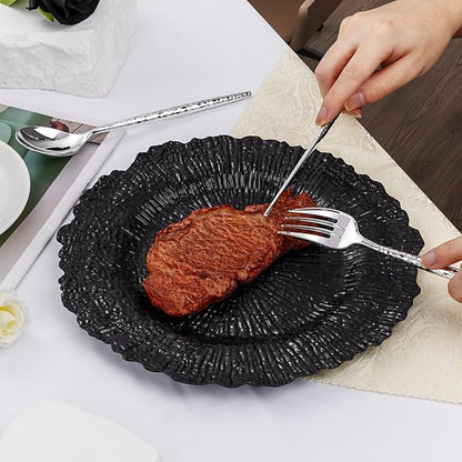SUT 150PCS Silver Plastic Silverware, Disposable Utensils, Includes 50 Knives, Forks and Spoons, Hammered Silverware Set, Silver Cutlery. Plastic Silverware Heavy Duty for Party/Wedding