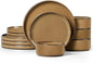 LIANYU Dinnerware Sets for 4, 12 Piece Modern Stoneware Dishes Set | Elegant by LIANYU