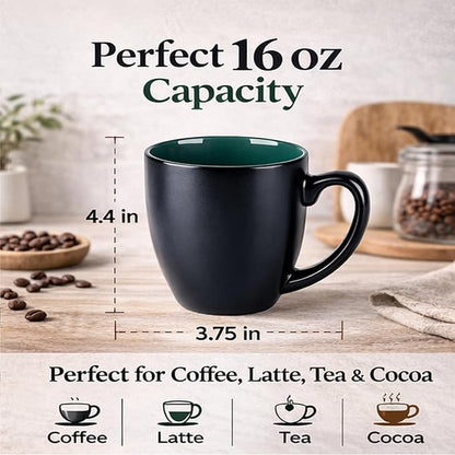 GBhome 16 oz Coffee Mugs Set of 6, Ceramic Coffee Cups- Green - Image 2