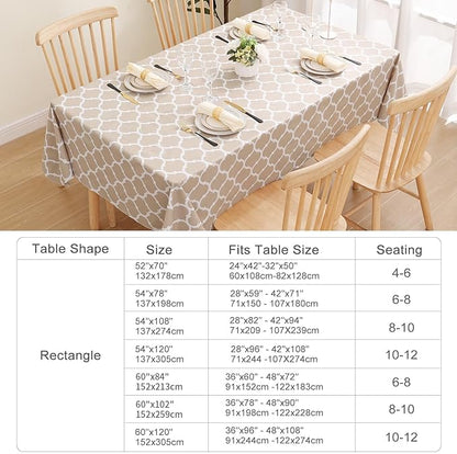 Smiry Square Table Cloth, Wipeable Spillproof Tablecloths with Flannel Backing for Square Tables, Waterproof Vinyl Plastic Tablecloth for Dining, Camping, Indoor and Outdoor (60" x 60", Khaki)