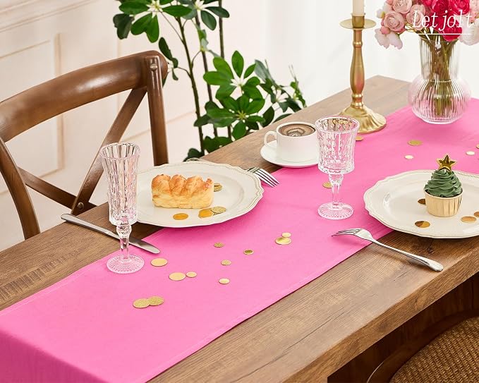 Letjolt Rose Pink Table Runner 72 Inches Long | Rustic - Image 3