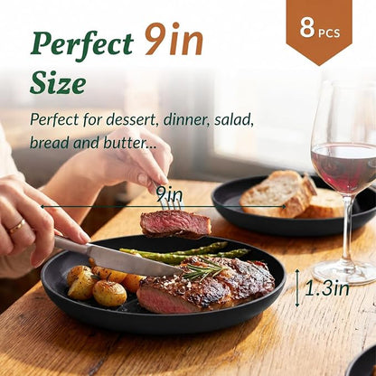Wheat Straw Plates Sets 8 PCS Unbreakable Plastic Plates - Image 2