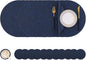 Homaxy Round Faux Leather Placemats and Coasters, Washable Dual-Side Table Mats, Wipeable Heat-Resistant Dining Place Mats for Outdoor and Indoor, Set of 12, Diameter 13 and 3.93 inch, Navy Blue