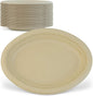 Green Earth, 10-Inch, 125-Count, Compostable Plates, Natural Bamboo Fibers, Everyday Tableware - Biodegradable Disposable Oval Shape Microwave-Safe Gluten-Free Eco-Friendly