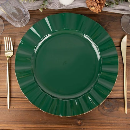 Efavormart 11" Dinner Plates – Set of 10 Plastic Hunter Green Round Disposable - Image 8