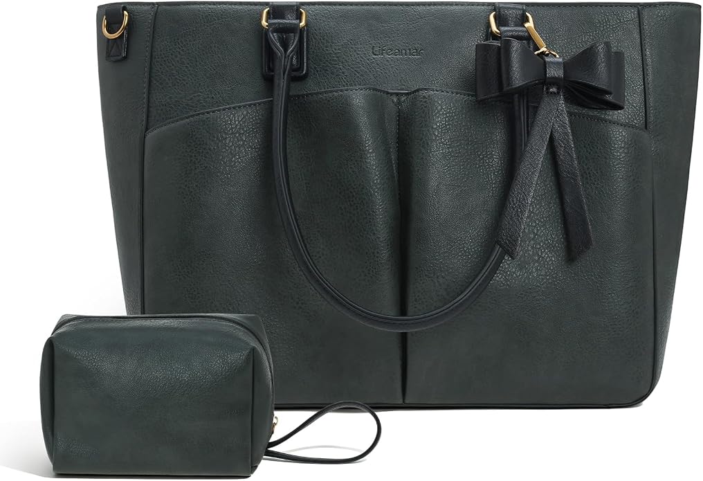 Laptop Tote Bag for Women, Leather Work Tote Bags by Lifeamar