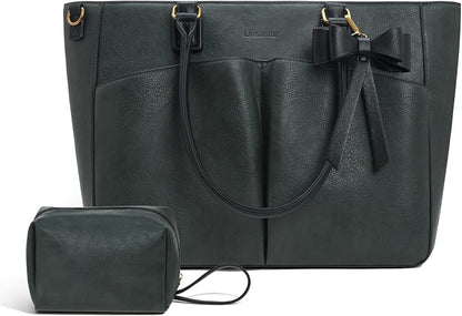 Laptop Tote Bag for Women, Leather Work Tote Bags by Lifeamar