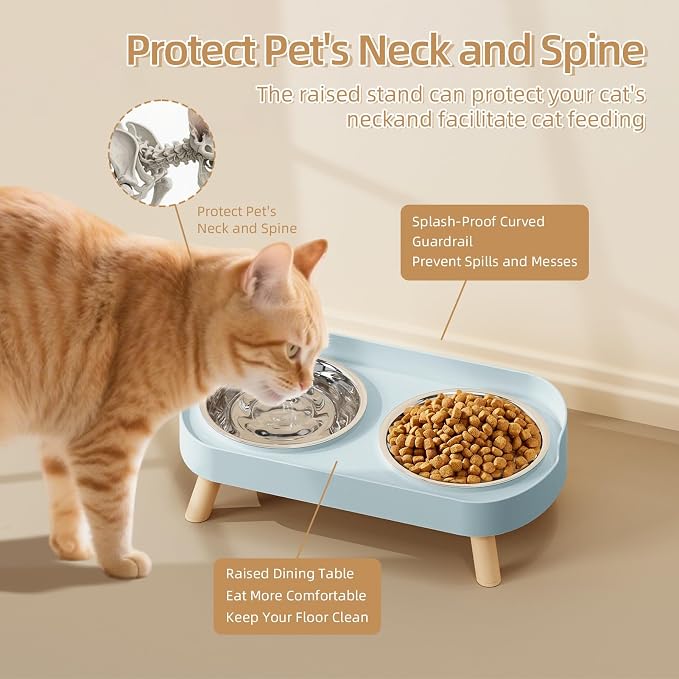 Elevated Cat Bowl, Raised Cat Food and Water Bowl Set - Image 3