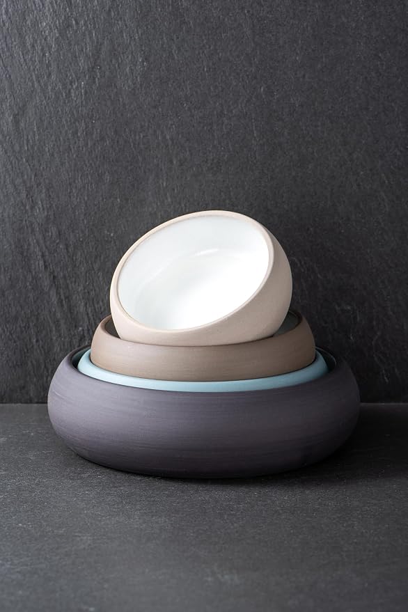 Uaral Small Bowls 8 Ounces Dipping Bowl Color Clay Flat Base Bowl Set, Two-Tone - Image 6