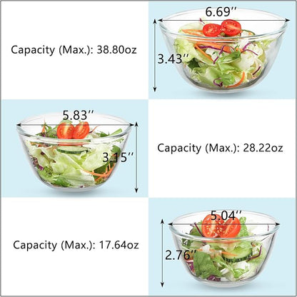 WHJY 3 Pack of 6 Inch Glass Cereal Bowls - Image 2