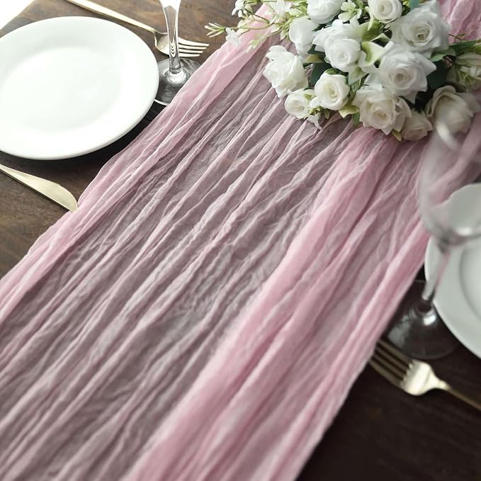 Efavormart 10ft Pink Gauze Table Runner - Image 9
