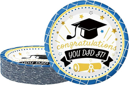 2026 Graduation Plates 7 Inch 40Pcs Blue Paper Plates Disposable, Class of 2026 by Unknown