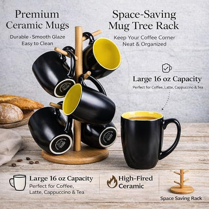 GBhome 16 oz Coffee Mugs Set of 6, Ceramic Coffee Cups- Yellow - Image 7