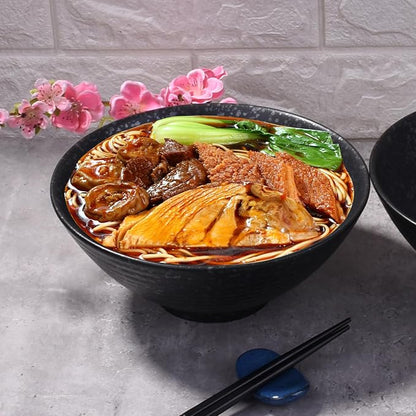 Japanese Ceramic Noodle Bowls Set of 2 – 8.2 Inch Black Ramen Pho Bowls - Image 4