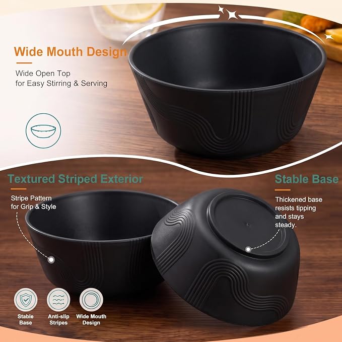 PYRMONT Wheat Straw Bowls 36 Oz Big Salad Bowl Unbreakable Cereal Bowls Set of - Image 3