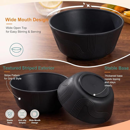 PYRMONT Wheat Straw Bowls 36 Oz Big Salad Bowl Unbreakable Cereal Bowls Set of - Image 3