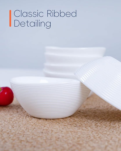 3 OZ White Dipping Bowl Set of 6, Opal Glass Small 3.5 inch Soy Sauce Dish, Mini Serving Pinch Bowls for Condiment Sushi Bread Ketchup BBQ Party