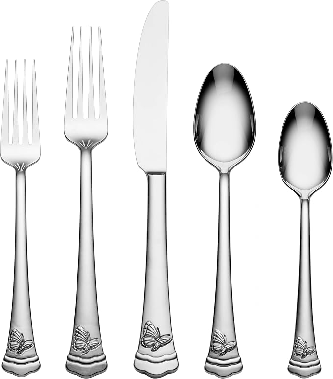 Lenox Silverware Set, Butterfly Meadow II Mirror 65-Piece Flatware Set by Lenox