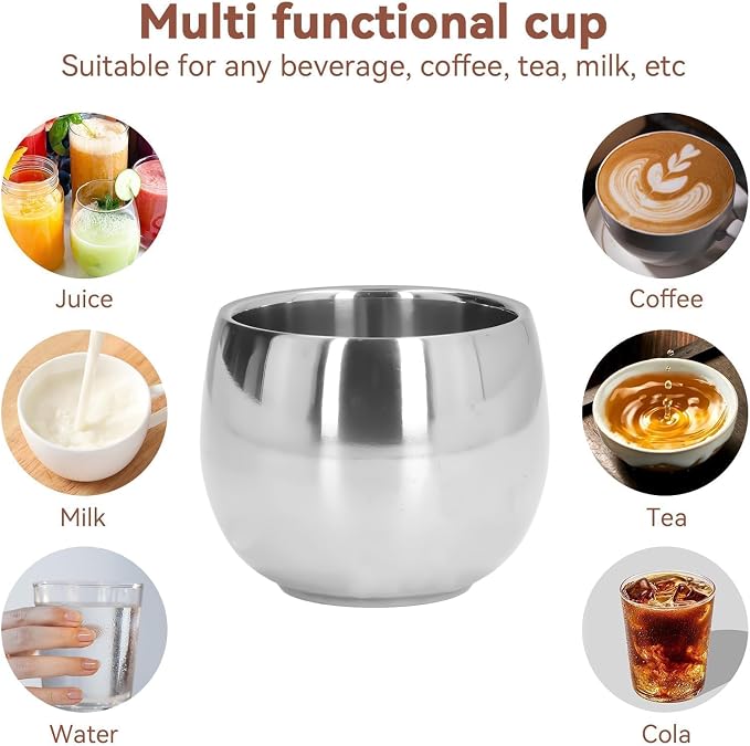 4Pcs Stainless Steel Coffee Cup, Camping Cup Coffee Mugs Tea Cups Double Walled - Image 4