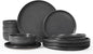 Famiware Milkyway 12-Piece Stoneware Dinnerware Set, Matte Dark Charcoal | by Famiware