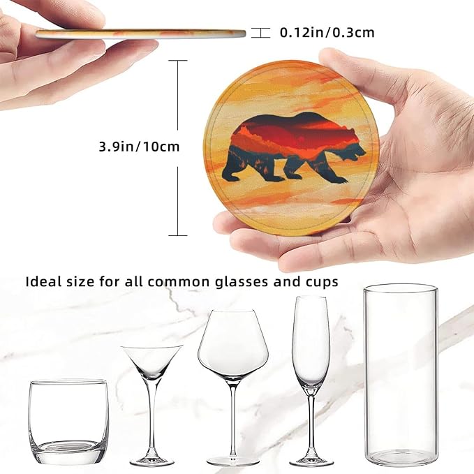 Bear Mountain Coasters Set 6 | for Drinks Coffee Table Gifts Home Decor 3.9 - Image 6