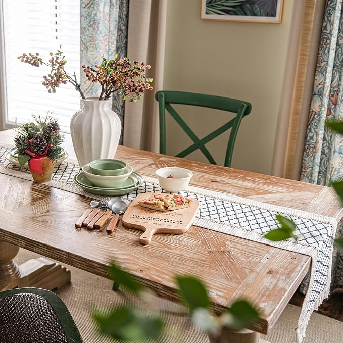 Table Runner, Boho Table Runner Cotton Linen Table Decorations, Farmhouse Table - Image 5