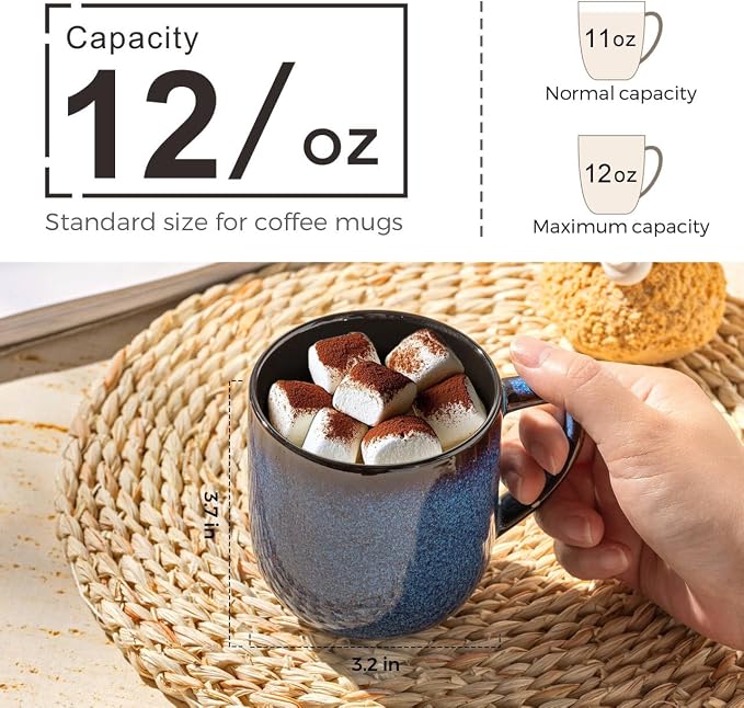 LERATIO Ceramic Coffee Mugs Set of 6, 12oz Handmade Coffee Mugs Set | Large - Image 2