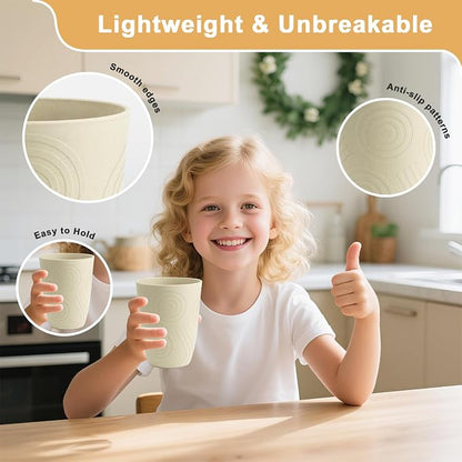 12 oz Kids Cups，Wheat Straw Cups Set of 6, Alternatives to Plastic Cups Reusable - Image 4