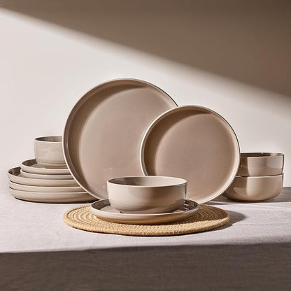 Famiware Milkyway 12-Piece Stoneware Dinnerware Set, Cinnamon Brown | Plates by Famiware