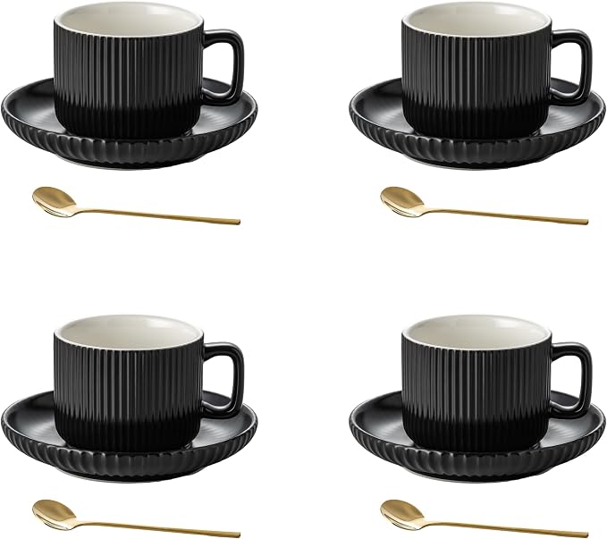 5 Ounce Espresso Cups Set of 4, Small Coffee Cups by AYUCIAPremiumCeramic