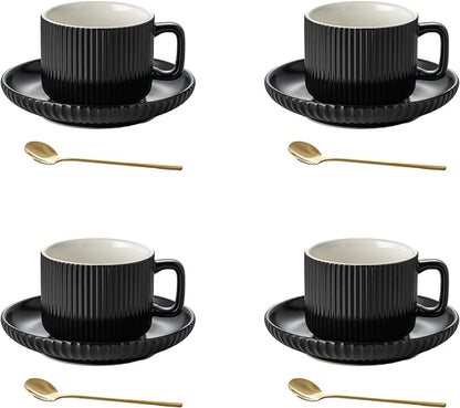 5 Ounce Espresso Cups Set of 4, Small Coffee Cups by AYUCIAPremiumCeramic