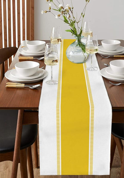 Yellow Table Runners 72 inches Long, Modern Stripes Table Runner Farmhouse - Image 4