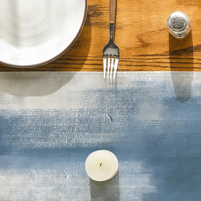 Artoid Mode Light Blue Abstract Modern Art Table Runner, Seasonal Summer - Image 7