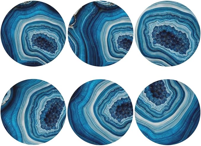 Agate Marble Blue Coasters Set of 6 Coasters by Unknown