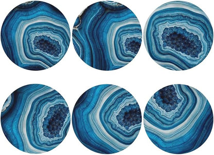 Agate Marble Blue Coasters Set of 6 Coasters by Unknown