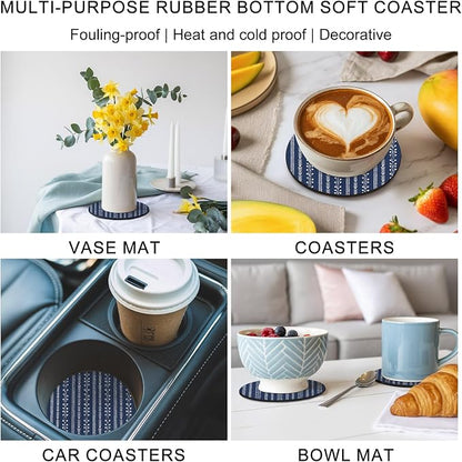 Vintage Striped Coasters Set of 4, Absorbent Coasters - Image 6